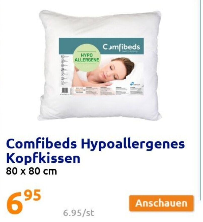 Comfibeds Hypoallergenes Kopfkissen 80*80 Angebot bei Action