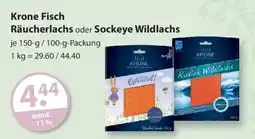 V Markt Krone Fisch Räucherlachs oder Sockeye Wildlachs Angebot