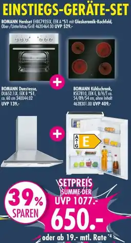Möbel Boss BOMANN Herdset, Dunstesse oder Kühlschrank Angebot