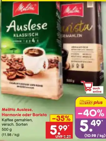 Netto Marken-Discount Melitta Auslese, Harmonie oder Barista Angebot