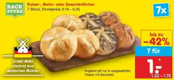 Netto Marken-Discount BACK STUBE Kaiser-, Mohn- oder Sesambrötchen Angebot