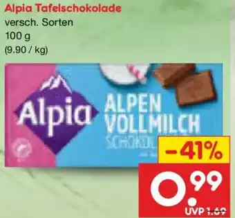 Netto Marken-Discount Alpia Tafelschokolade Angebot