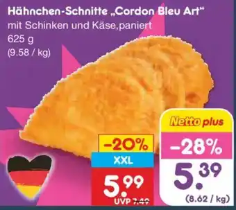 Netto Marken-Discount Hähnchen-Schnitte „Cordon Bleu Art" Angebot