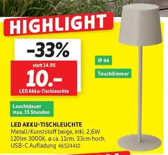 SCONTO LED AKKU-TISCHLEUCHTE Angebot