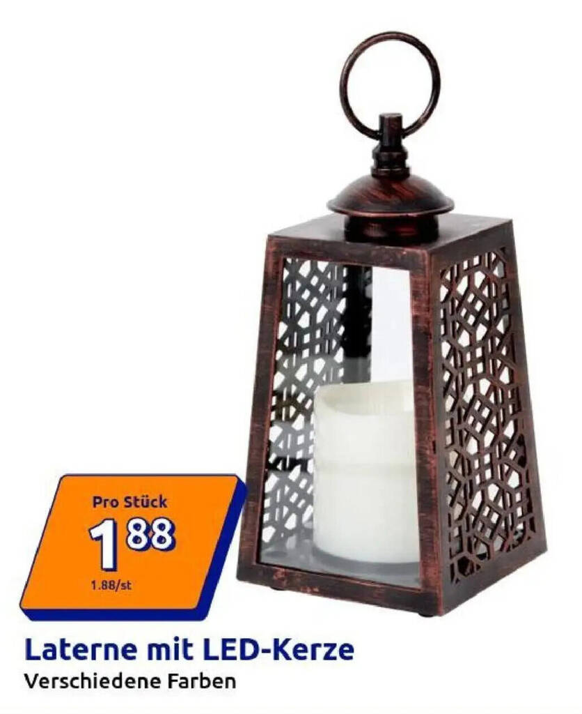 Laterne mit LED-Kerze Angebot bei Action