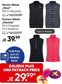 Galeria ALEX Herren-Weste „Maui" Damen-Weste ,,Mariela" Angebot