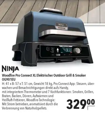CITTI Markt NINJA Woodfire Pro Connect XL Elektrischer Outdoor Grill & Smoker OG901EU Angebot