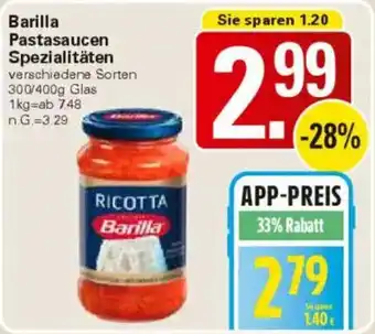 WEZ Barilla Pastasaucen Spezialitäten Angebot