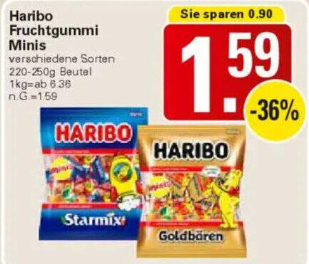Haribo Normal Haribo Fruchtgummi Minis 220-250 g Angebot bei WEZ