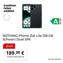 MediaMarkt NOTHING Phone (3a) Lite 128 GB Schwarz Dual SIM Angebot