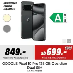 MediaMarkt GOOGLE Pixel 10 Pro 128 GB Obsidian Angebot