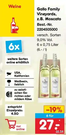 Netto Marken-Discount Gallo Family Vineyards, z.B. Moscato Angebot