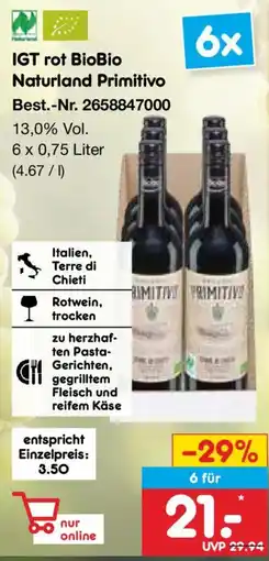 Netto Marken-Discount IGT rot BioBio Naturland Primitivo Angebot