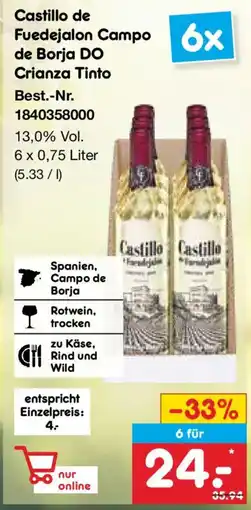 Netto Marken-Discount Castillo de Fuedejalon Campo de Borja DO Crianza Tinto Angebot