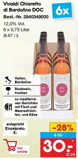 Netto Marken-Discount Vivaldi Chiaretto di Bardolino DOC Angebot