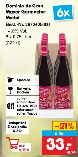 Netto Marken-Discount Dominio de Gran Mayor Garmacha-Merlot Angebot