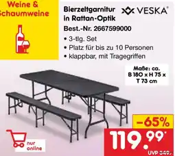Netto Marken-Discount VESKA Bierzeltgarnitur in Rattan-Optik Angebot