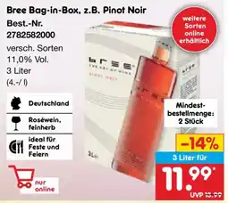 Netto Marken-Discount Bree Bag-in-Box, z.B. Pinot Noir Angebot