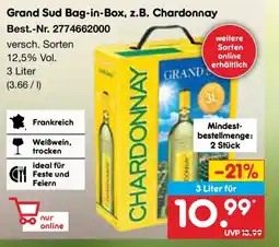 Netto Marken-Discount Grand Sud Bag-in-Box, z.B. Chardonnay Angebot