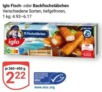 Globus Iglo Fisch oder Backfischstäbchen Angebot