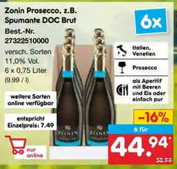 Netto Marken-Discount Zonin Prosecco, z.B. Spumante DOC Brut Angebot