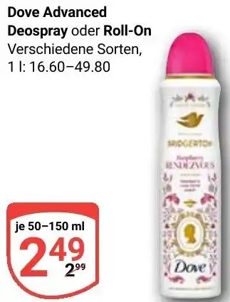 Globus Dove Advanced Deospray oder Roll-On Angebot