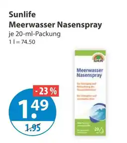 V Markt Sunlife meerwasser nasenspray Angebot
