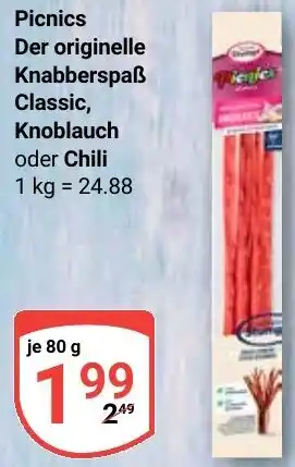 Globus Picnics Der originelle Knabberspaẞ Classic, Knoblauch oder Chili Angebot