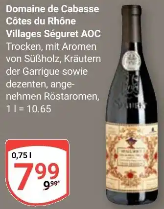 Globus Domaine de Cabasse Côtes du Rhône Villages Séguret AOC Angebot