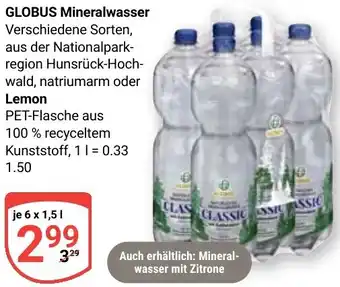 Globus GLOBUS Mineralwasser oder Lemon Angebot