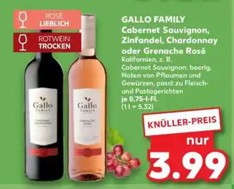 Kaufland GALLO FAMILY Cabernet Sauvignon, Zinfandel, Chardonnay oder Grenache Rosé Angebot
