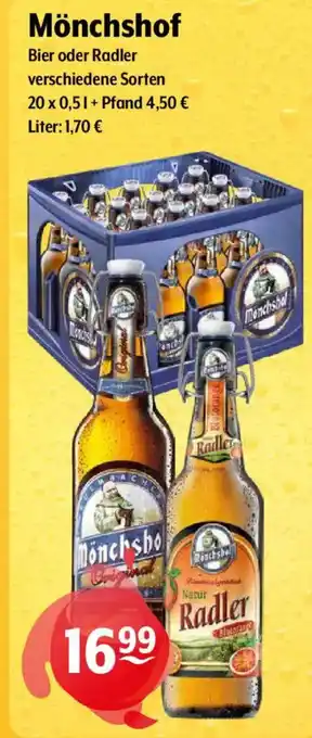 Getränke Hoffmann Mönchshof Bier oder Radler Angebot