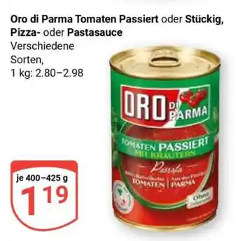 Globus Oro di Parma Tomaten Passiert oder Stückig, Pizza- oder Pastasauce Angebot