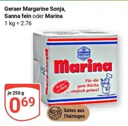 Globus Geraer Margarine Sonja, Sanna fein oder Marina Angebot