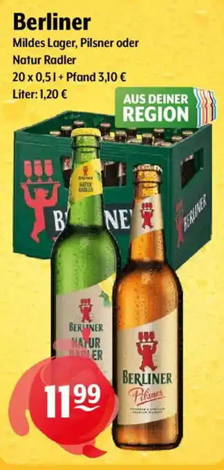 Getränke Hoffmann Berliner Mildes Lager, Pilsner oder Natur Radler Angebot