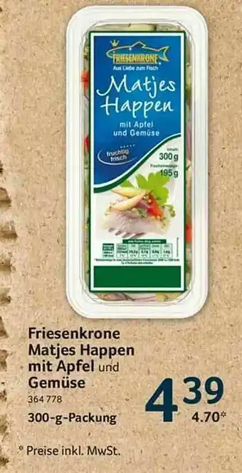 Selgros Friesenkrone Matjes Happen Mit Apfel Und Gemüse Angebot