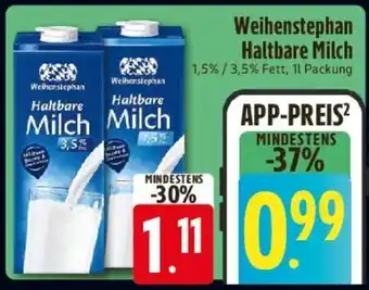 E-Center Weihenstephan Haltbare Milch Angebot