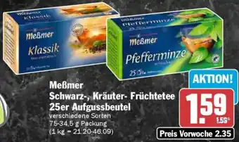 AEZ Meẞmer Schwarz-, Kräuter Früchtetee 25er Aufgussbeutel Angebot