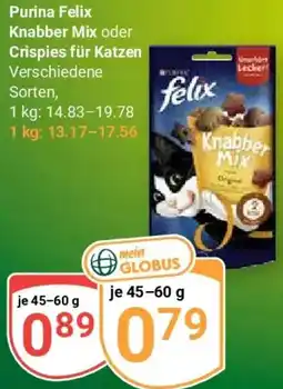 Globus Purina Felix Knabber Mix oder Crispies für Katzen Angebot