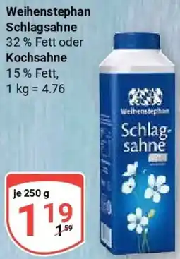 Globus Weihenstephan Schlagsahne oder Kochsahne Angebot