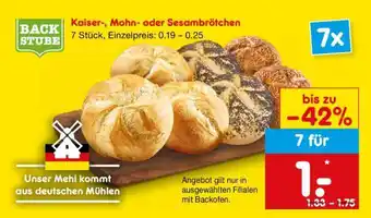Netto Marken-Discount Kaiser-, Mohn- oder Sesambrötchen Angebot