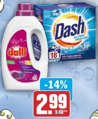 AEZ Dalli oder Dash Waschmittel Pulver, Flüssig oder Caps Angebot