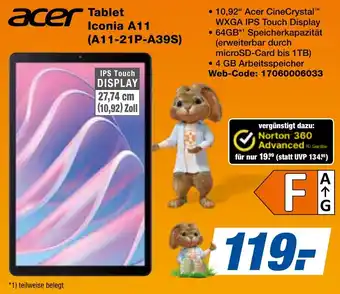 expert Techno Land acer Tablet Iconia A11 (A11-21P-A39S) Angebot