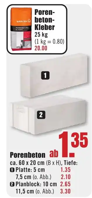 B1 Discount Baumarkt Porenbeton Angebot