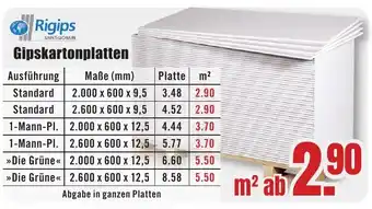 B1 Discount Baumarkt Rigips Gipskartonplatten Angebot