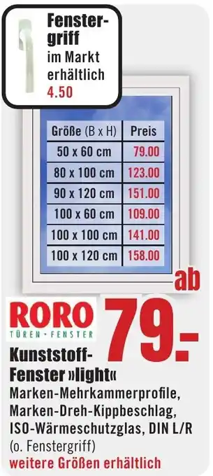 B1 Discount Baumarkt RORO Kunststoff- Fenster >>light<< Angebot