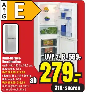 B1 Discount Baumarkt Kühl-Gefrier- Kombination Angebot