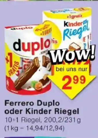 Jawoll Ferrero Duplo oder Kinder Riegel Angebot