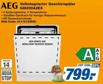 expert Techno Land AEG Vollintegrierter Geschirrspüler GI8200A2EX Angebot