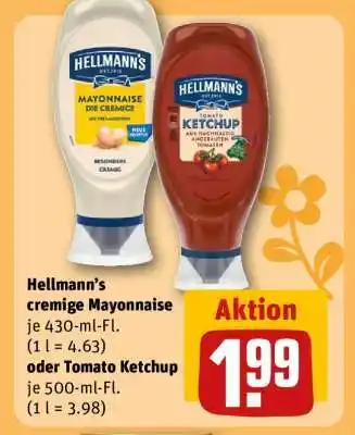 REWE Hellmann’s cremige Mayonnaise oder Tomato Ketchup Angebot